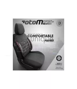Καλύμματα Αυτοκινήτου Otom Sport Plus Design Universal Βαμβακερό Ύφασμα / Rachel / Δερματίνη Σετ Εμπρός / Πίσω 11 Τεμαχίων Μαύρο 