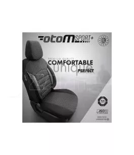 Καλύμματα Αυτοκινήτου Otom Sport Plus Design Universal Βαμβακερό Ύφασμα / Rachel / Δερματίνη Σετ Εμπρός / Πίσω 11 Τεμαχίων Μαύρο 