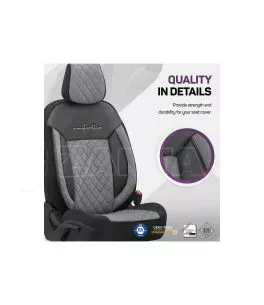 Καλύμματα Αυτοκινήτου Otom Comfortline VIP Design Universal Sued / Rachel / Δερματίνη Καπιτονέ Σετ Εμπρός / Πίσω 11 Τεμαχίων Μαύ 