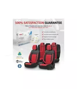 Καλύμματα Αυτοκινήτου Otom Comfortline Design Universal Sued / Rachel / Δερματίνη Σετ Εμπρός / Πίσω 11 Τεμαχίων Μαύρο - Κόκκινο 
