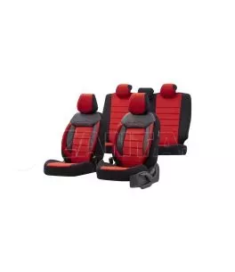 Καλύμματα Αυτοκινήτου Otom Comfortline Design Universal Sued / Rachel / Δερματίνη Σετ Εμπρός / Πίσω 11 Τεμαχίων Μαύρο - Κόκκινο 