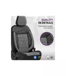 Καλύμματα Αυτοκινήτου Otom Comfortline Design Universal Sued / Rachel / Δερματίνη Σετ Εμπρός / Πίσω 11 Τεμαχίων Μαύρο - Γκρι CMF 