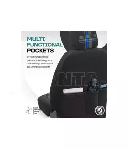 Καλύμματα Αυτοκινήτου Otom GTI Sports Design Universal Jacquard / Lacost / Δερματίνη Σετ Εμπρός / Πίσω 11 Τεμαχίων Μαύρο - Μπλε 