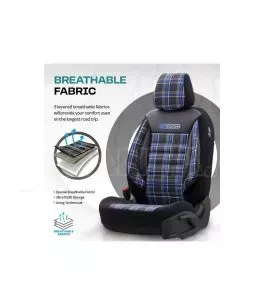 Καλύμματα Αυτοκινήτου Otom GTI Sports Design Universal Jacquard / Lacost / Δερματίνη Σετ Εμπρός / Πίσω 11 Τεμαχίων Μαύρο - Μπλε 