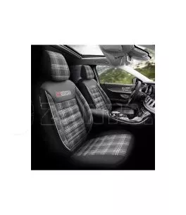 Καλύμματα Αυτοκινήτου Otom GTI Sports Design Universal Jacquard / Lacost / Δερματίνη Σετ Εμπρός / Πίσω 11 Τεμαχίων Μαύρο - Γκρι 