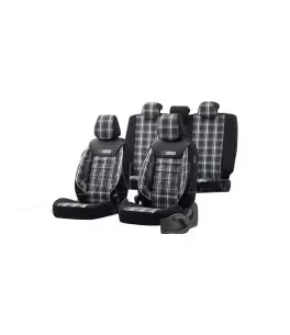 Καλύμματα Αυτοκινήτου Otom GTI Sports Design Universal Jacquard / Lacost / Δερματίνη Σετ Εμπρός / Πίσω 11 Τεμαχίων Μαύρο - Γκρι 
