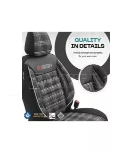 Καλύμματα Αυτοκινήτου Otom GTI Sports Design Universal Jacquard / Lacost / Δερματίνη Σετ Εμπρός / Πίσω 11 Τεμαχίων Μαύρο - Γκρι 