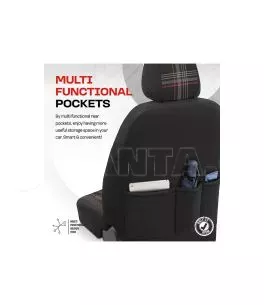 Καλύμματα Αυτοκινήτου Otom GTI Sports Design Universal Jacquard / Lacost / Δερματίνη Σετ Εμπρός / Πίσω 11 Τεμαχίων Μαύρο - Κόκκι 