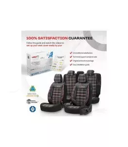 Καλύμματα Αυτοκινήτου Otom GTI Sports Design Universal Jacquard / Lacost / Δερματίνη Σετ Εμπρός / Πίσω 11 Τεμαχίων Μαύρο - Κόκκι 