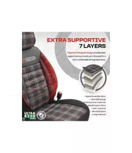 Καλύμματα Αυτοκινήτου Otom GTI Sports Design Universal Jacquard / Lacost / Δερματίνη Σετ Εμπρός / Πίσω 11 Τεμαχίων Μαύρο - Κόκκι 