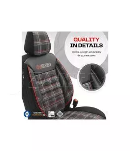 Καλύμματα Αυτοκινήτου Otom GTI Sports Design Universal Jacquard / Lacost / Δερματίνη Σετ Εμπρός / Πίσω 11 Τεμαχίων Μαύρο - Κόκκι 
