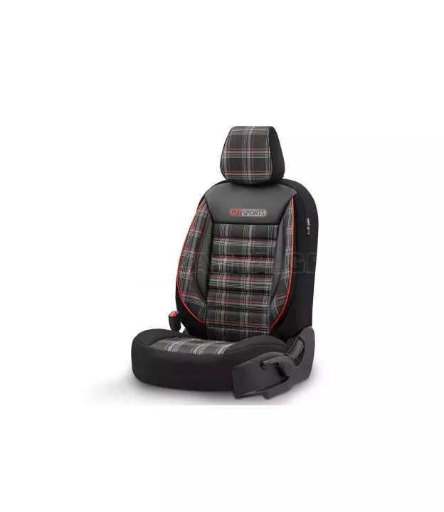 Καλύμματα Αυτοκινήτου Otom GTI Sports Design Universal Jacquard / Lacost / Δερματίνη Σετ Εμπρός / Πίσω 11 Τεμαχίων Μαύρο - Κόκκι
