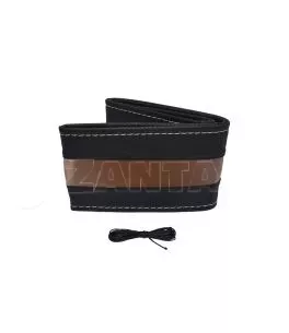 Κάλυμμα Τιμονιού Αυτοκινήτου Otom Stitching Δερματίνη Ραφτό Εξώγαζο Μαύρο - Καφέ Medium 37-39cm DK-304 