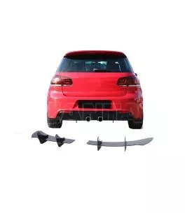Diffuser Πίσω Προφυλακτήρα Για VW Golf VI (6) 08-13 Για R20 Έκδοση Γυαλιστερό Μαύρο 4 Bars Από Πλαστικό 2 Τεμάχια 