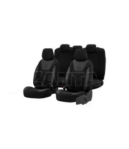 Καλύμματα Αυτοκινήτου Otom Bronco Design Universal Rachel / Δερματίνη Καπιτονέ Σετ Εμπρός / Πίσω 11 Τεμαχίων Μαύρο Με Μπλε Κέντη 