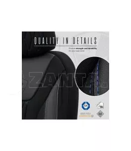 Καλύμματα Αυτοκινήτου Otom Bronco Design Universal Rachel / Δερματίνη Καπιτονέ Σετ Εμπρός / Πίσω 11 Τεμαχίων Μαύρο Με Μπλε Κέντη 