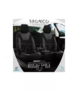 Καλύμματα Αυτοκινήτου Otom Bronco Design Universal Rachel / Δερματίνη Καπιτονέ Σετ Εμπρός / Πίσω 11 Τεμαχίων Μαύρο Με Γκρι Κέντη 