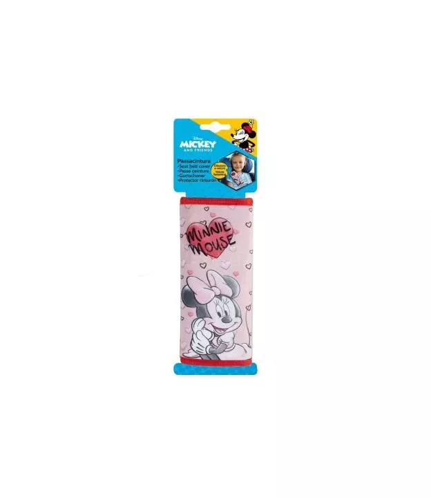 Μαξιλαράκι Ζώνης Ασφαλείας Minnie Mouse ''Καρδιές'' Βελούδινο Ροζ 1 Τεμάχιο