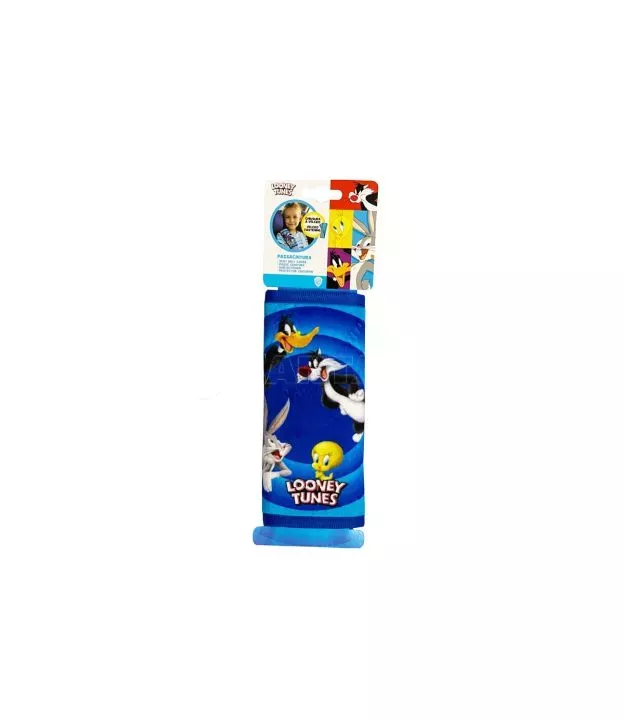 Μαξιλαράκι Ζώνης Ασφαλείας Looney Tunes ''Tweety-Bugs Bunny-Daffy Duck-Sylvester'' Βελούδινο Μπλε 1 Τεμάχιο