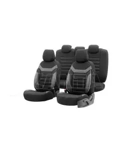 Καλύμματα Αυτοκινήτου Otom Individual Design Universal Jacquard / Rachel / Δερματίνη Σετ Εμπρός / Πίσω 11 Τεμαχίων Μαύρο Με Γκρι 