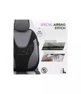 Καλύμματα Αυτοκινήτου Otom Ruby Design Universal Βαμβακερό Ύφασμα Rachel Σετ Εμπρός / Πίσω 11 Τεμαχίων Μαύρο / Γκρι RBY-1202 