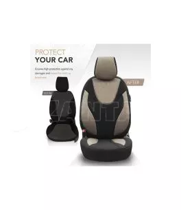 Καλύμματα Αυτοκινήτου Otom Ruby Design Universal Βαμβακερό Ύφασμα Rachel Σετ Εμπρός / Πίσω 11 Τεμαχίων Μαύρο / Μπεζ RBY-1203 