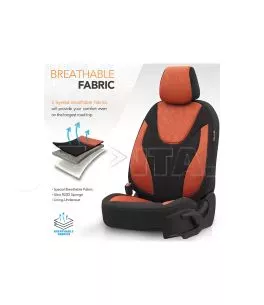 Καλύμματα Αυτοκινήτου Otom Ruby Design Universal Βαμβακερό Ύφασμα Rachel Σετ Εμπρός / Πίσω 11 Τεμαχίων "Terracota" Μαύρο / Κεραμ 