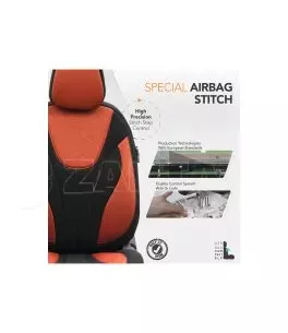 Καλύμματα Αυτοκινήτου Otom Ruby Design Universal Βαμβακερό Ύφασμα Rachel Σετ Εμπρός / Πίσω 11 Τεμαχίων "Terracota" Μαύρο / Κεραμ 
