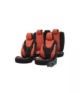 Καλύμματα Αυτοκινήτου Otom Ruby Design Universal Βαμβακερό Ύφασμα Rachel Σετ Εμπρός / Πίσω 11 Τεμαχίων "Terracota" Μαύρο / Κεραμ 