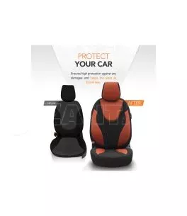 Καλύμματα Αυτοκινήτου Otom Ruby Design Universal Βαμβακερό Ύφασμα Rachel Σετ Εμπρός / Πίσω 11 Τεμαχίων "Terracota" Μαύρο / Κεραμ 