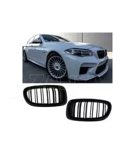 Καρδιές Μάσκας Για Bmw 5 F10 / F11 / F18 10-16 M4 Look Με Διπλή Γρίλια Μαύρο Γυαλιστερό V.2 2 Τεμάχια 