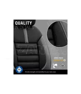 Καλύμματα Αυτοκινήτου Otom Limited Design Universal Jacquard / Lacost / Δερματίνη Σετ Εμπρός / Πίσω 11 Τεμαχίων Μαύρο Με Γκρι Ρα 