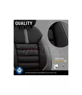 Καλύμματα Αυτοκινήτου Otom Limited Design Universal Jacquard / Lacost / Δερματίνη Σετ Εμπρός / Πίσω 11 Τεμαχίων Μαύρο Με Κόκκινε 