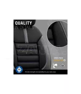 Καλύμματα Αυτοκινήτου Otom Limited Design Universal Jacquard / Lacost / Δερματίνη Σετ Εμπρός / Πίσω 11 Τεμαχίων Μαύρο Με Μπλε Ρα 