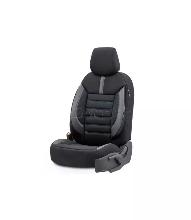 Καλύμματα Αυτοκινήτου Otom Limited Design Universal Jacquard / Lacost / Δερματίνη Σετ Εμπρός / Πίσω 11 Τεμαχίων Μαύρο Με Μπλε Ρα