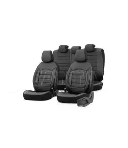 Καλύμματα Αυτοκινήτου Otom Inspire Design Universal Full Δερματίνη Σετ Εμπρός / Πίσω 11 Τεμαχίων Μαύρο INS-3501 