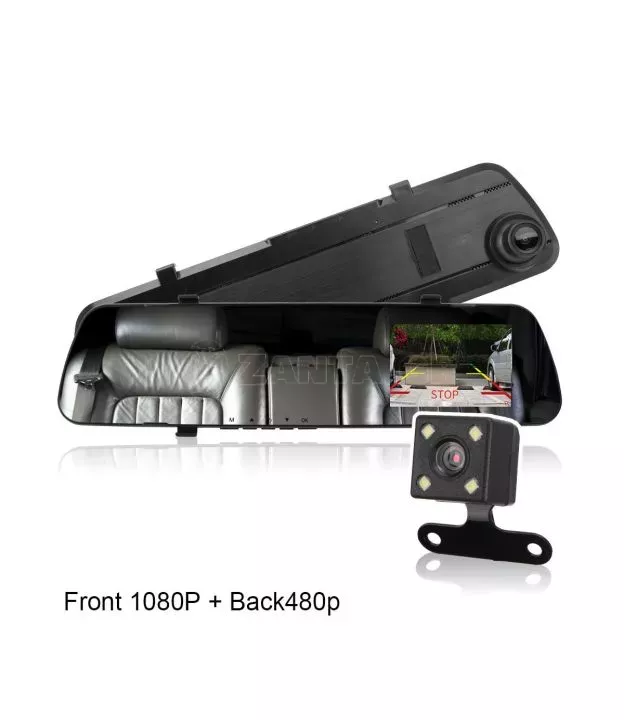 Βίντεο καταγραφέας DVR 1080 FULL HD με 4" LCD οθόνη στον καθρέφτη με κάμερα οπισθοπορείας και καταγραφή