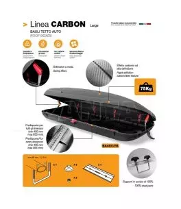 Μπαγκαζιέρα Art Plast 200x79x38cm με κλειδί 480 λίτρα carbon - 1τμχ. 