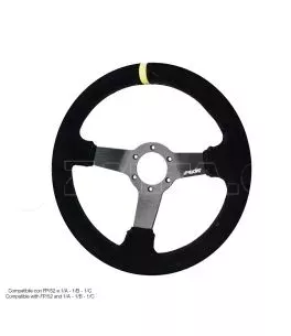 ΤΙΜΟΝΙ ΤΡΙΑΚΤΙΝΟ 320 mm/ΠΑΧΟΣ 104 mm/BΑΘΟΣ 47 mm ΜΑΥΡΟ ΣΟΥΕΤ ΜΕ ΚΙΤΡΙΝΗ ΡΙΓΑ SIMONI RACING - 1 TEM. 