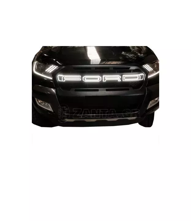 Μάσκα Για Ford Ranger T8 2019+ Wild Trak Φωτιζόμενη Μαύρο Ματ