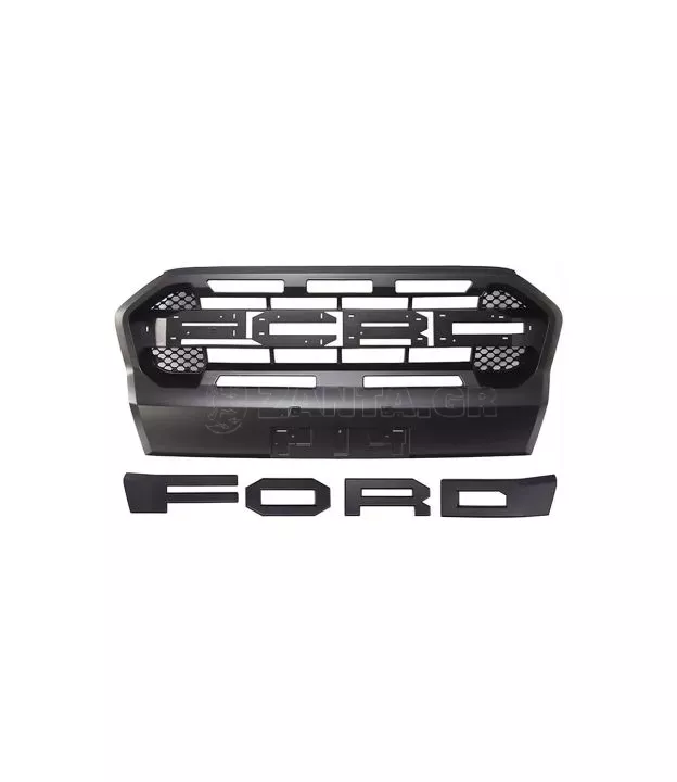 Μάσκα Για Ford Ranger T8 2019+ Wild Trak Με Led Μαύρο Ματ