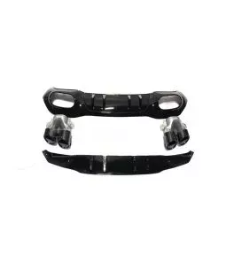 Diffuser Πίσω Προφυλακτήρα Για Mercedes-Benz A-Class W177 19+ Hatchback Amg Look Με Μαύρες Μπούκες 