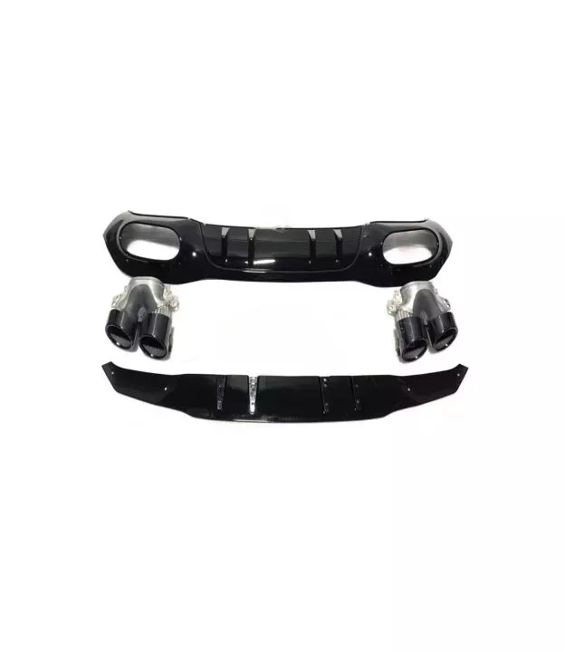 Diffuser Πίσω Προφυλακτήρα Για Mercedes-Benz A-Class W177 19+ Hatchback Amg Look Με Μαύρες Μπούκες