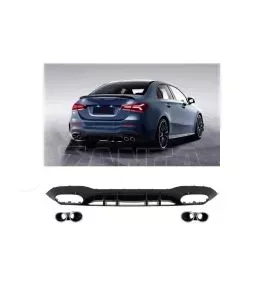 Diffuser Πίσω Προφυλακτήρα Για Mercedes-Benz A-Class W177 19+ Sedan Amg Look Με Μπούκες Χρωμίου 