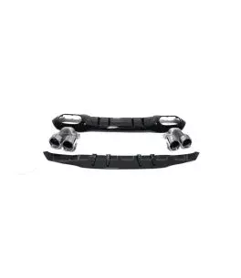 Diffuser Πίσω Προφυλακτήρα Για Mercedes-Benz A-Class W177 19+ Hatchback Amg Look Με Μπούκες Χρωμίου 