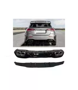 Diffuser Πίσω Προφυλακτήρα Για Mercedes-Benz A-Class W177 19+ Hatchback Amg Look Με Μπούκες Χρωμίου 