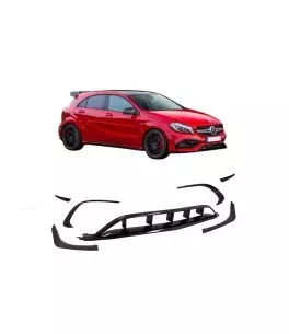 Splitters Μπροστινού Προφυλακτήρα Για Mercedes-Benz A-Class W176 15-18 Facelift Amg Line Έκδοση Γυαλιστερό Μαύρο 7 Τεμάχια 