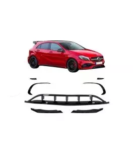 Splitters Μπροστινού Προφυλακτήρα Για Mercedes-Benz A-Class W176 15-18 Facelift Amg Line Έκδοση Γυαλιστερό Μαύρο 7 Τεμάχια 