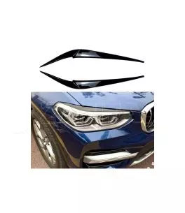 Φρυδάκια Μπροστινών Φαναριών Για Bmw X3 G01 & X4 G02 2018+ Βαμμένα Μάυρο Γυαλιστερό Χρώμα 2 Τεμάχια 