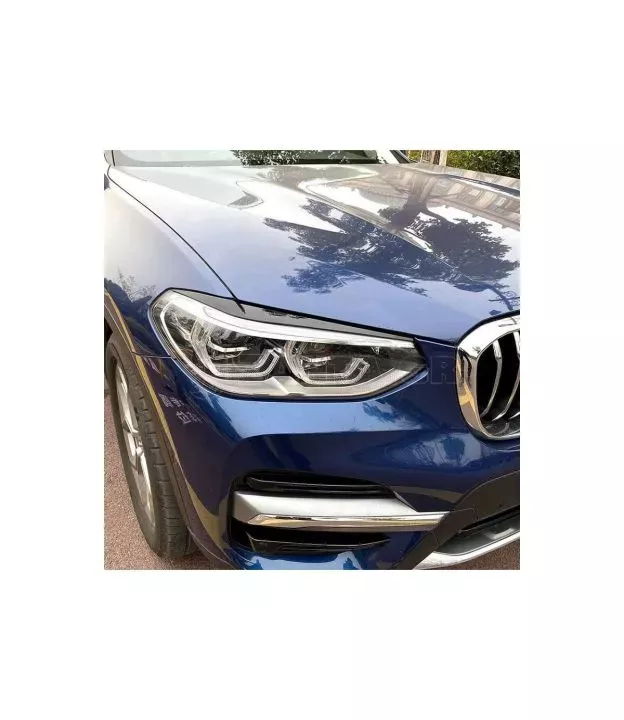 Φρυδάκια Μπροστινών Φαναριών Για Bmw X3 G01 & X4 G02 2018+ Βαμμένα Μάυρο Γυαλιστερό Χρώμα 2 Τεμάχια